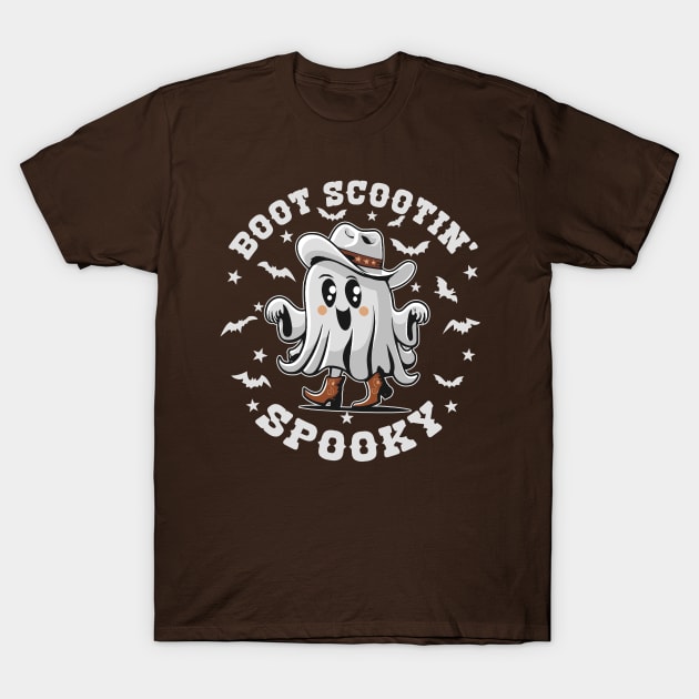 Cute Boot Scootin' Spooky Halloween Ghost Kid's Girls Halloween Western Country T-Shirt by TeeCreations